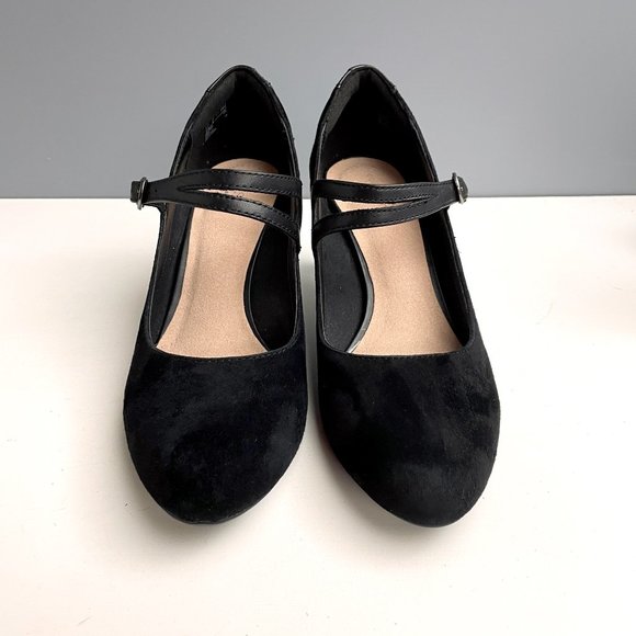 Clarks Dancer Reece black suede mary jane heels - size 10M - Picture 5 of 13